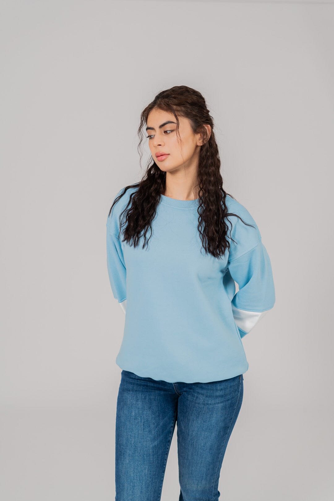 East West Women's Premium Contrast Sleeves Fleece Sweat Shirt Women's Sweat Shirt Polo Republica 