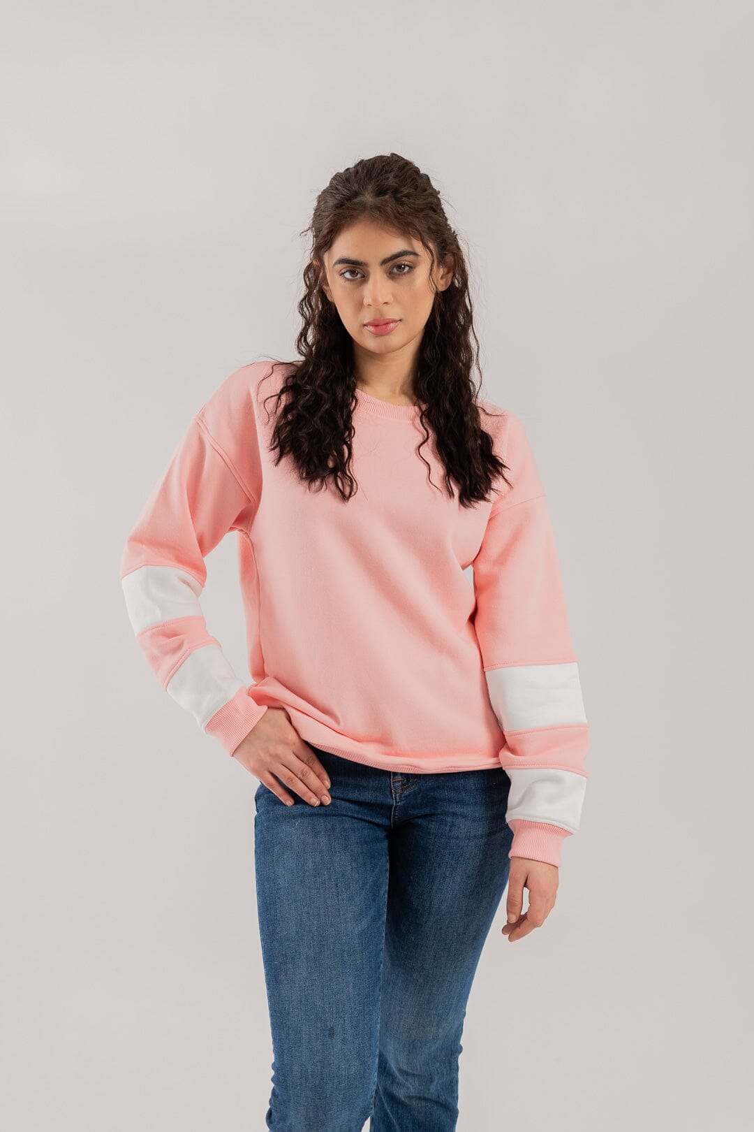 East West Women's Premium Contrast Sleeves Fleece Sweat Shirt Women's Sweat Shirt Polo Republica 