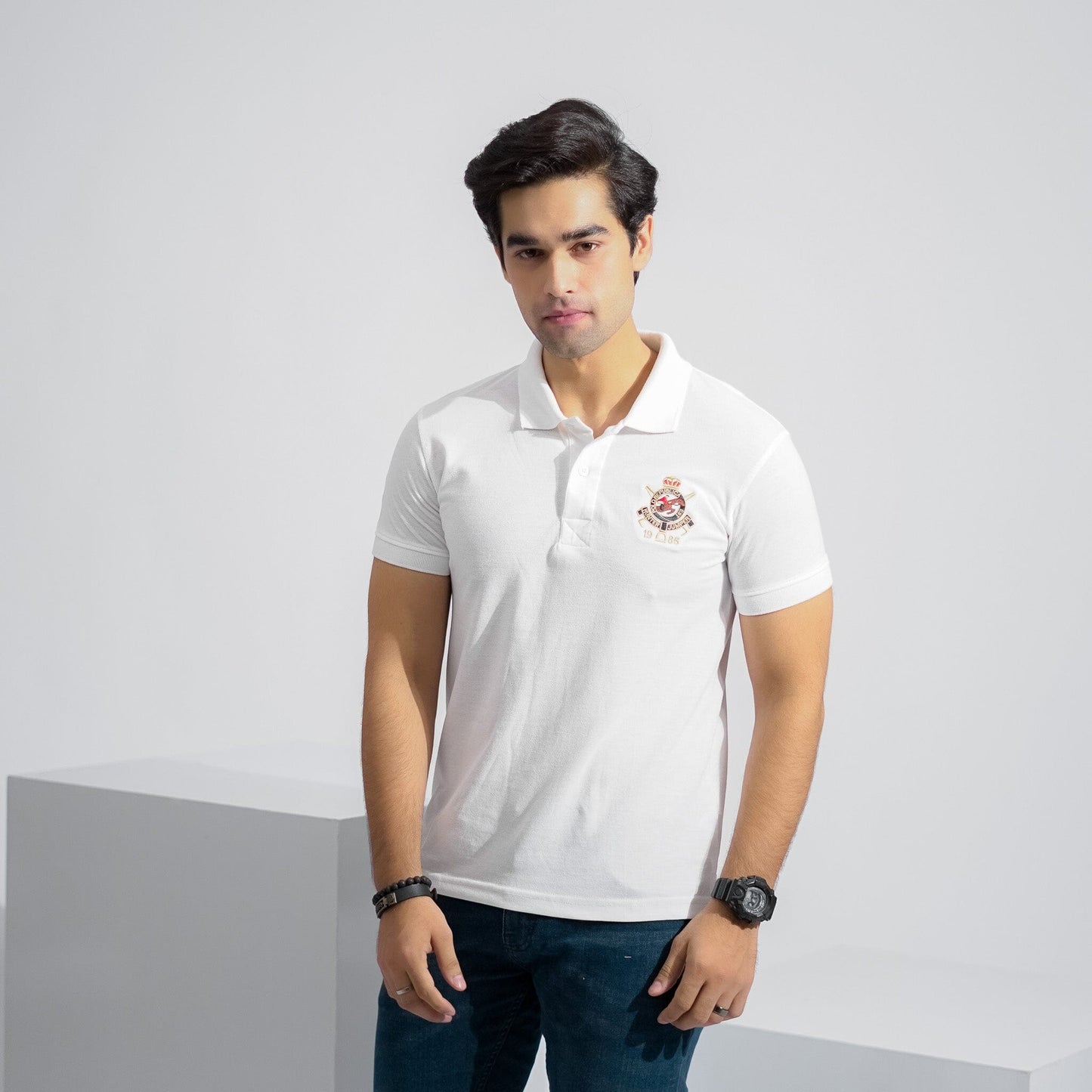 Polo Republica Men's Hunter Jumper & Crest 5 Embroidered Short Sleeve Polo Shirt Men's Polo Shirt Polo Republica 