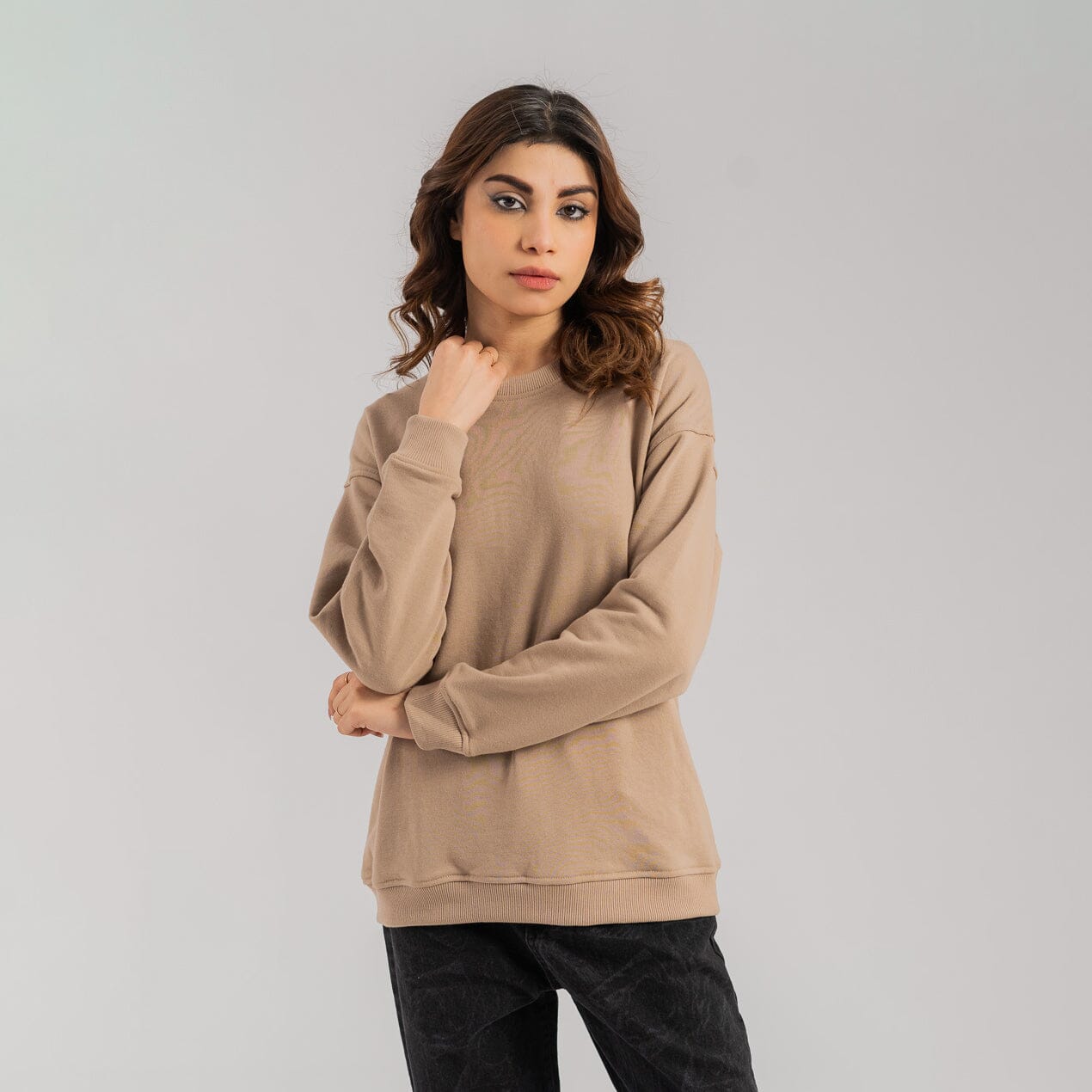 East West Women's Terry Sweat Shirt Women's Sweat Shirt East West Camel S 