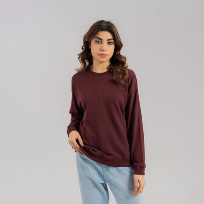 East West Women's Terry Sweat Shirt Women's Sweat Shirt East West Maroon S 