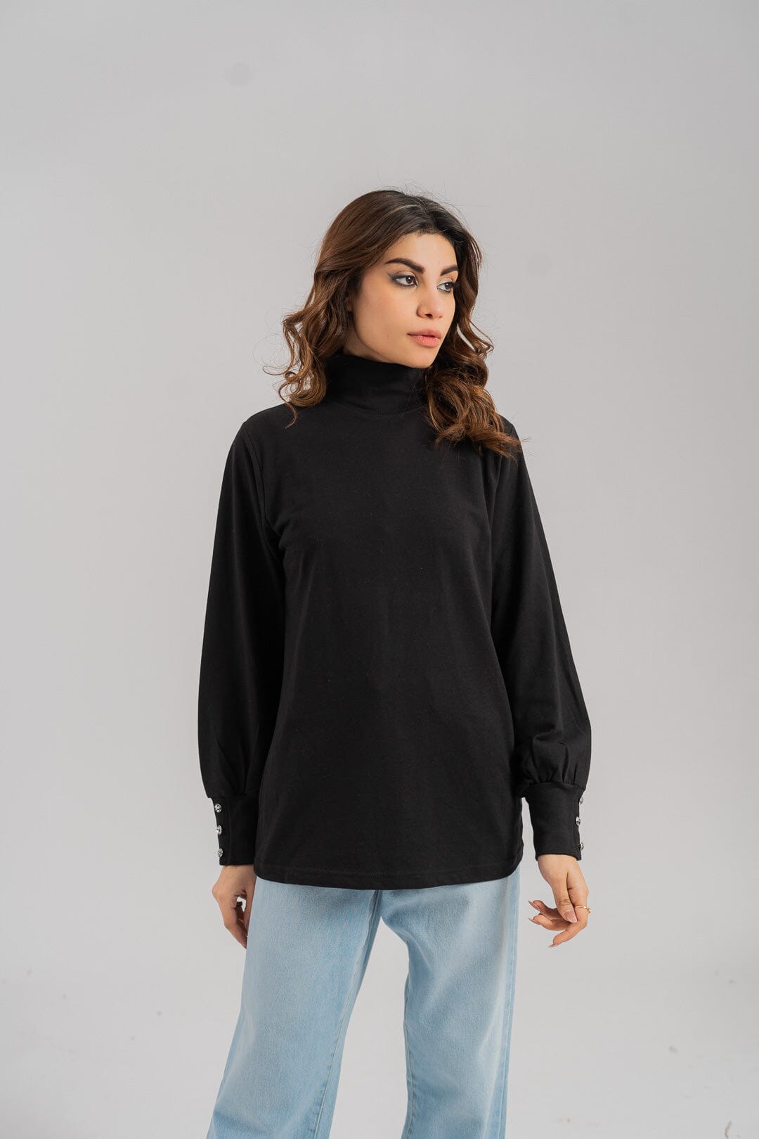 East West Women's Long Sleeves High Neck Sweatshirt Women's Sweat Shirt East West 