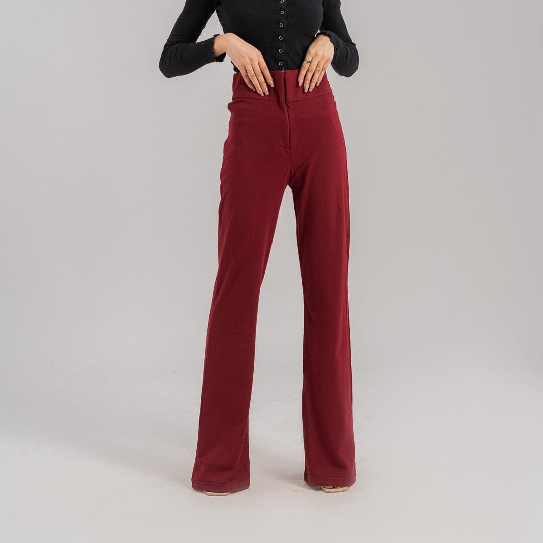 Ann Taylor Loft women's Kate dress pants in a maroon... - Depop