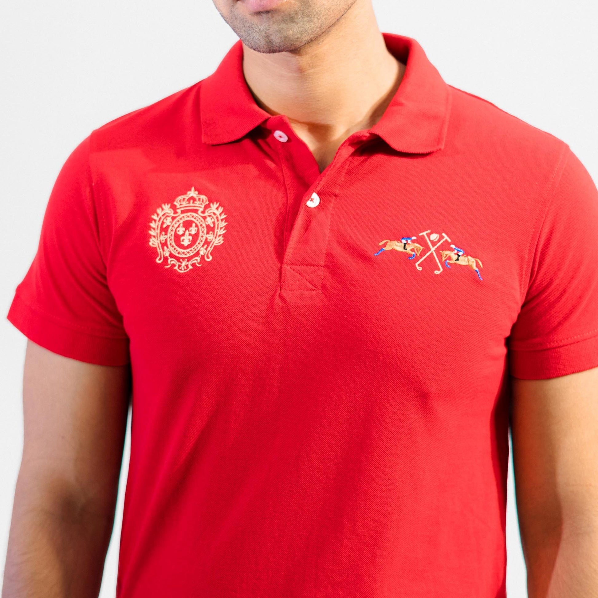 Polo Republica Men's Dual Pony & Crest Embroidered Short Sleeve Polo Shirt Men's Polo Shirt Polo Republica 