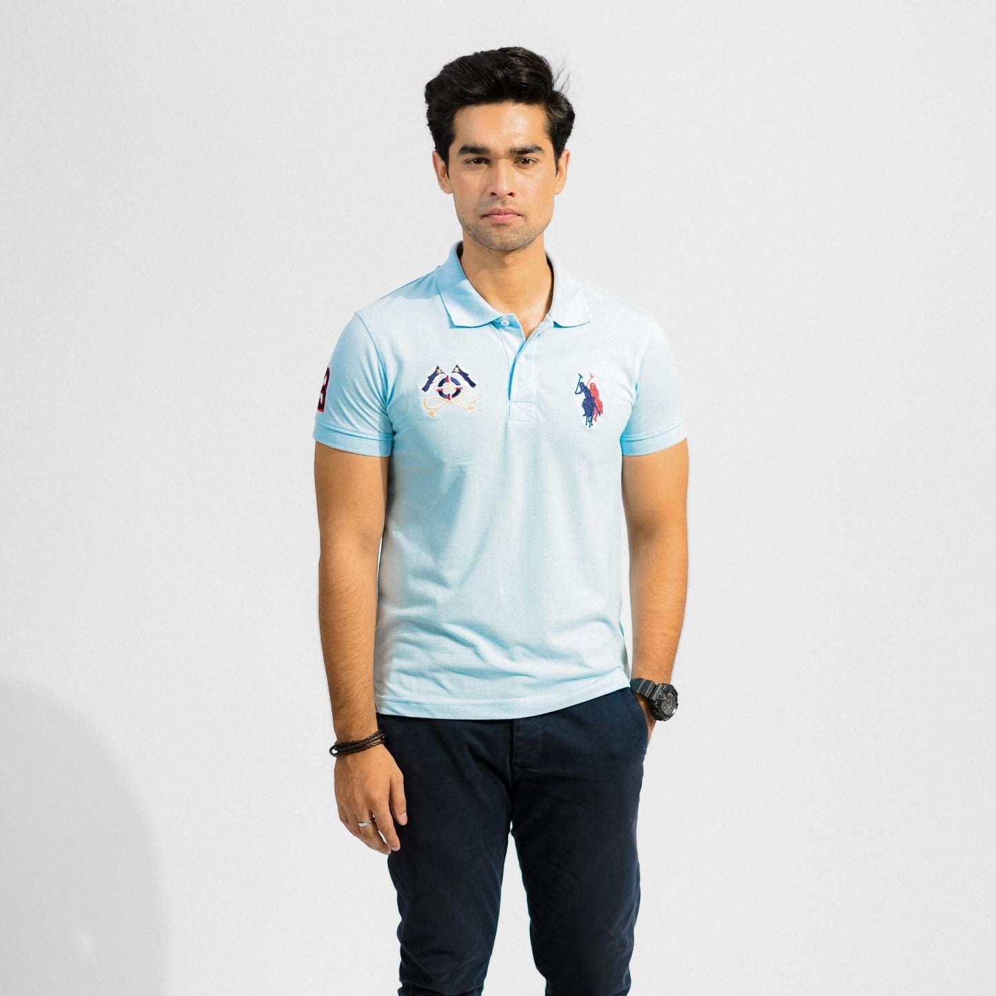 Polo Republica Men's Two Polo Horse Rider & Flag Crest Embroidered Polo Shirt Men's Polo Shirt Polo Republica 