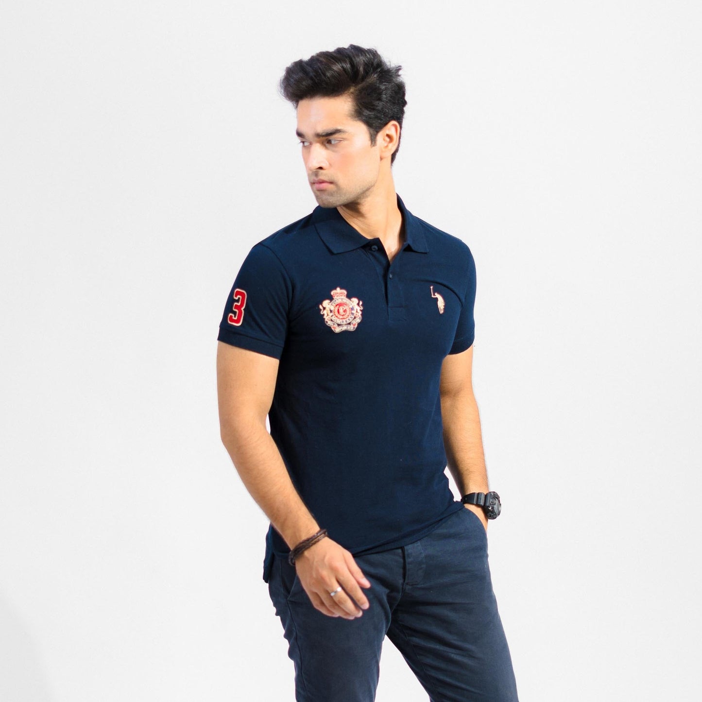 Polo Republica Men's Signature Pony & PRC Crest 3 Embroidered Short Sleeve Polo Shirt Men's Polo Shirt Polo Republica 