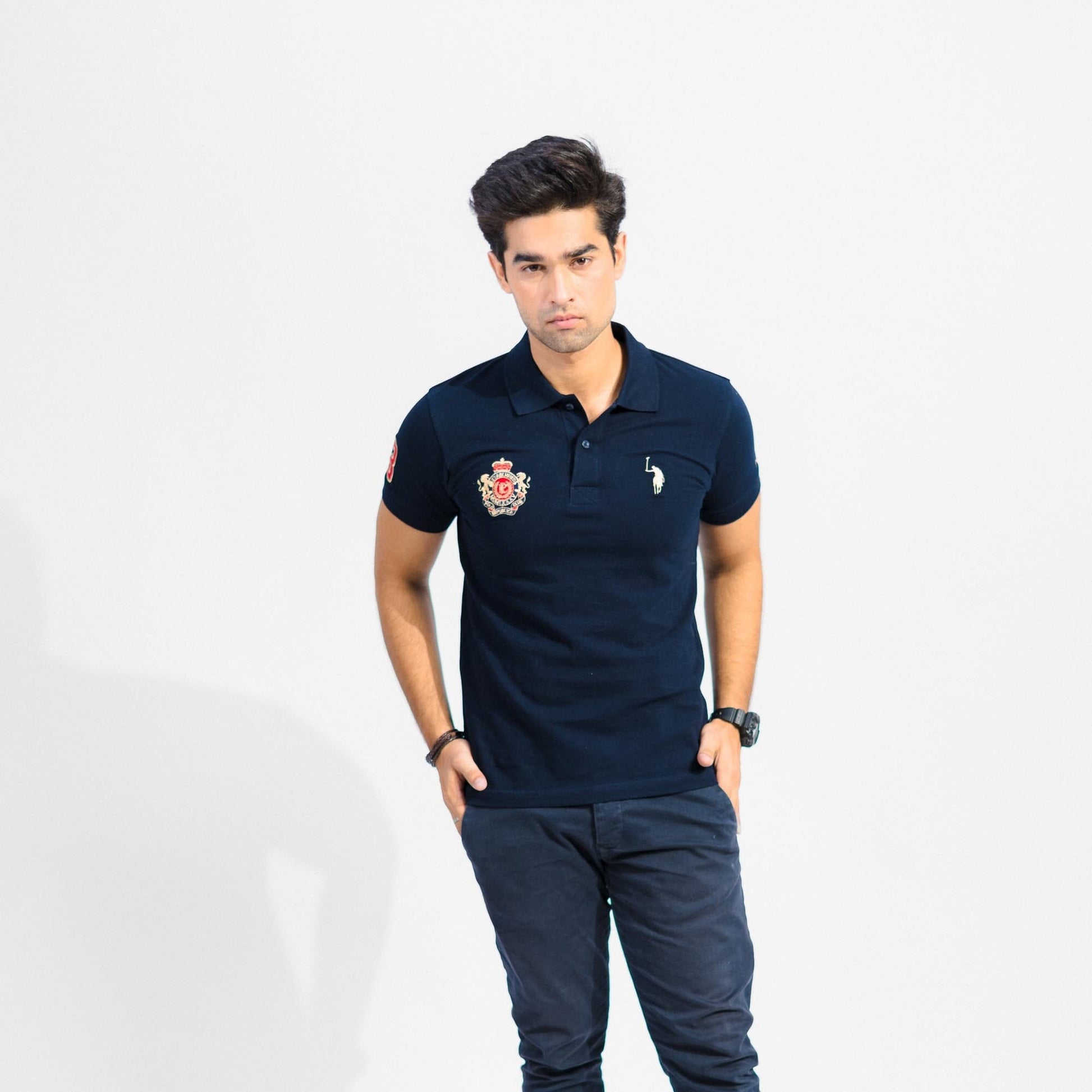 Polo Republica Men's Signature Pony & PRC Crest 3 Embroidered Short Sleeve Polo Shirt Men's Polo Shirt Polo Republica 