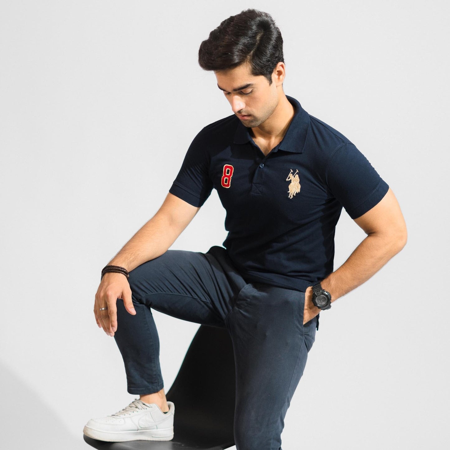 Polo Republica Men's Twin Pony & 8 Embroidered Short Sleeve Polo Shirt Men's Polo Shirt Polo Republica 