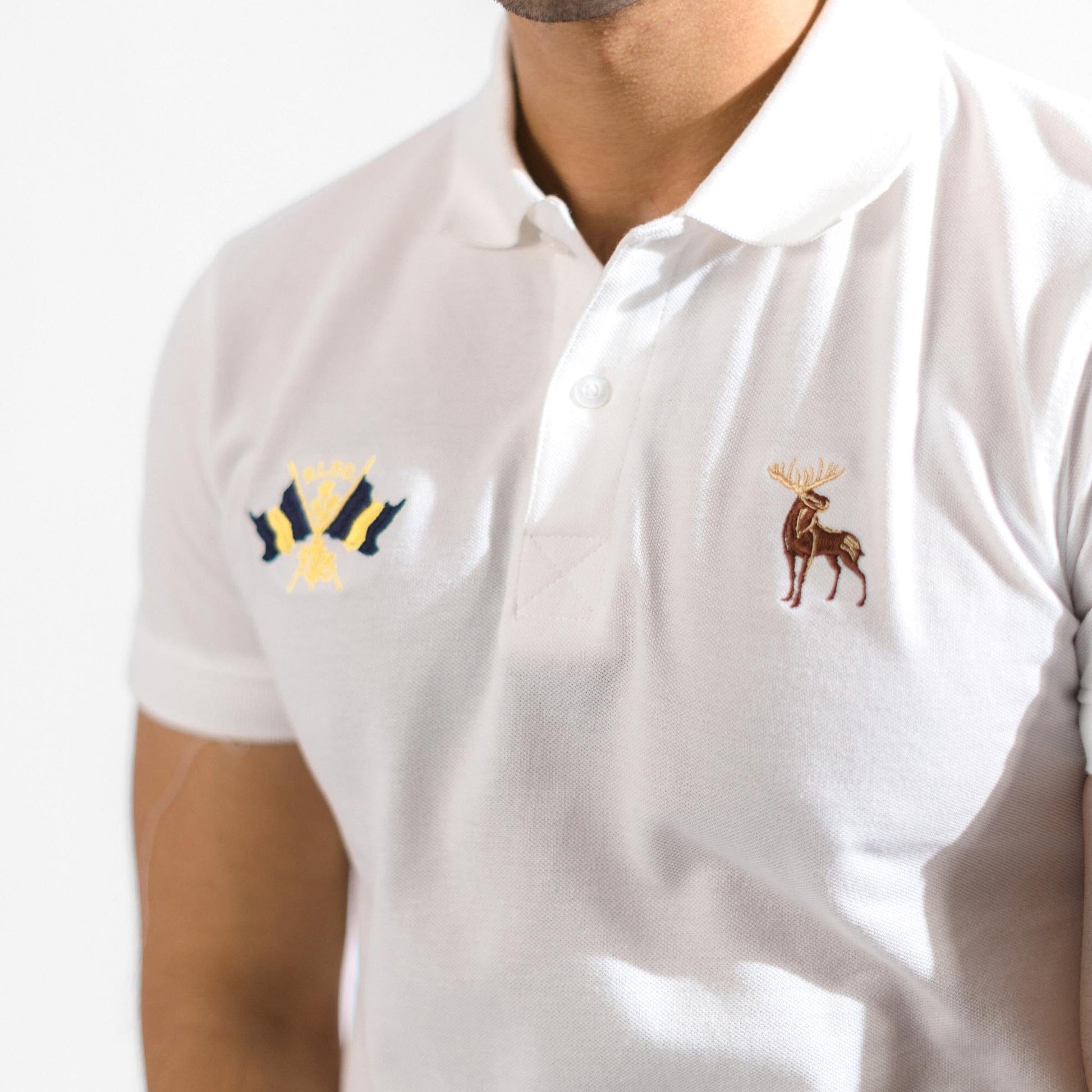 Polo Republica Men's Moose & Double Flags Embroidered Short Sleeve Polo Shirt Men's Polo Shirt Polo Republica 