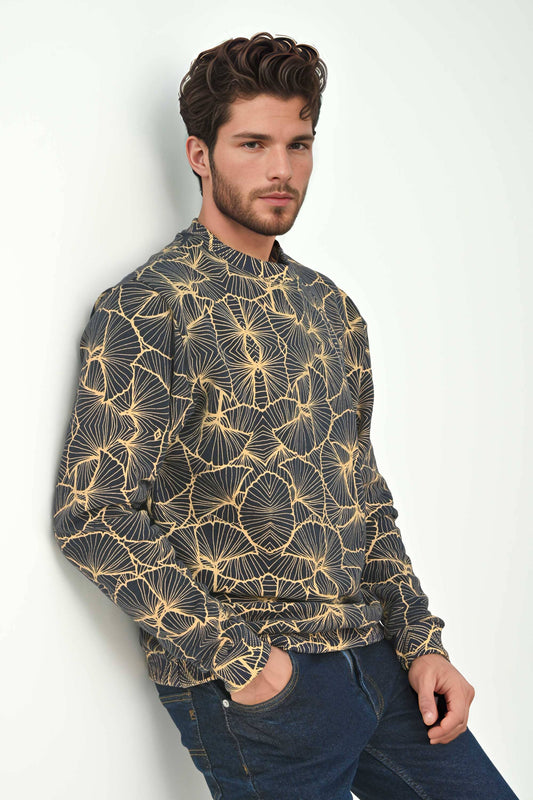 Max 21 Men's Printed Long Sleeve Fleece Sweat Shirt Men's Sweat Shirt SZK PAKISTAN (Sale Basis) Navy S 