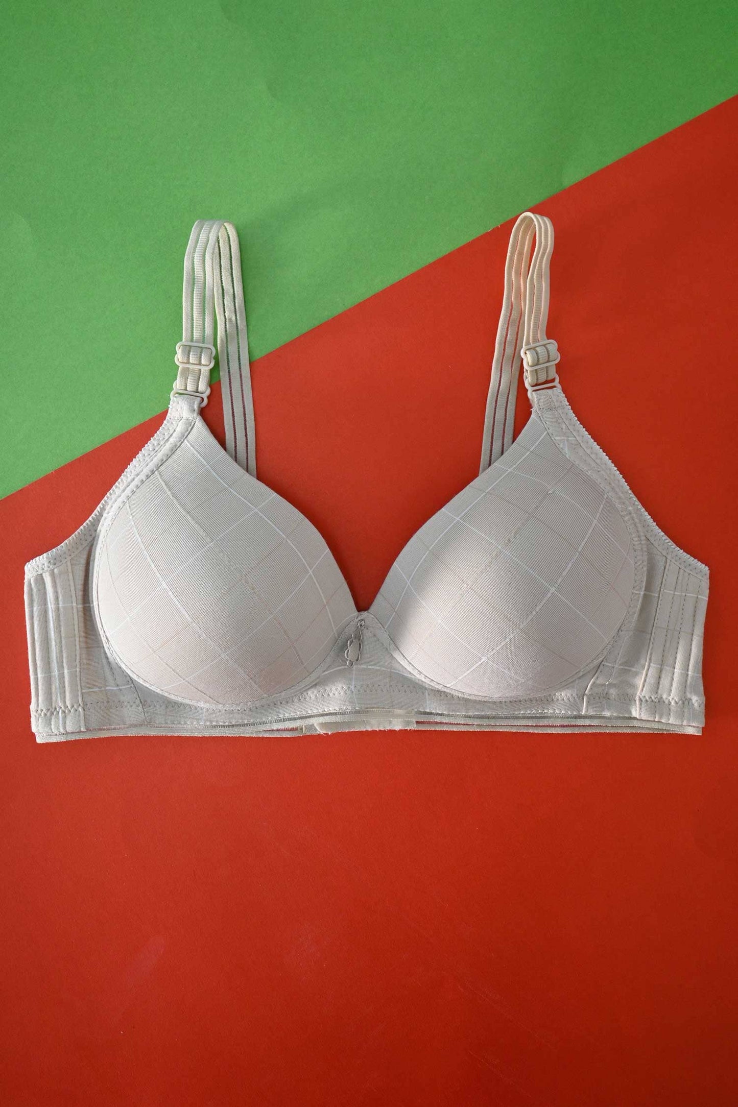 Fianxincao Women's Check Design Padded Bra Women's Lingerie Cash Purchase Kamran Mushtaq Cream 30 