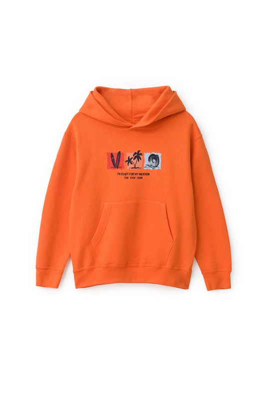 Superdry Kid's I'm Ready For My Vacation Printed Pullover Hoodie Kid's Pullover Hoodie Salman Rahim Orange 10 Years 