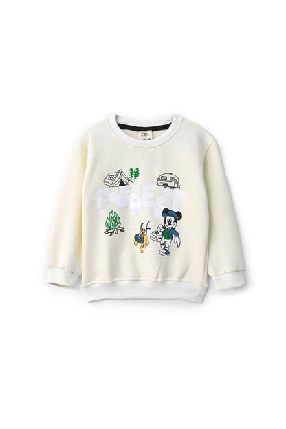 Baby Club Kid's Forest Printed Fleece Sweat Shirt Kid's Sweat Shirt Salman Rahim Cream 6-9 Months 