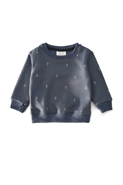 Baby Club Kid's Anchor Printed Fleece Sweat Shirt Kid's Sweat Shirt Salman Rahim Navy 6-9 Months 