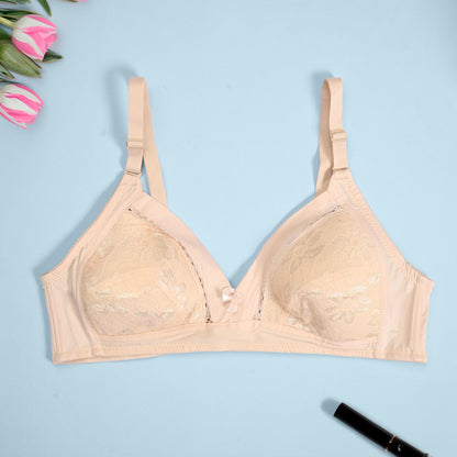 Women's Floral Design Light Padded Bra Women's Lingerie SAK Cream 32 