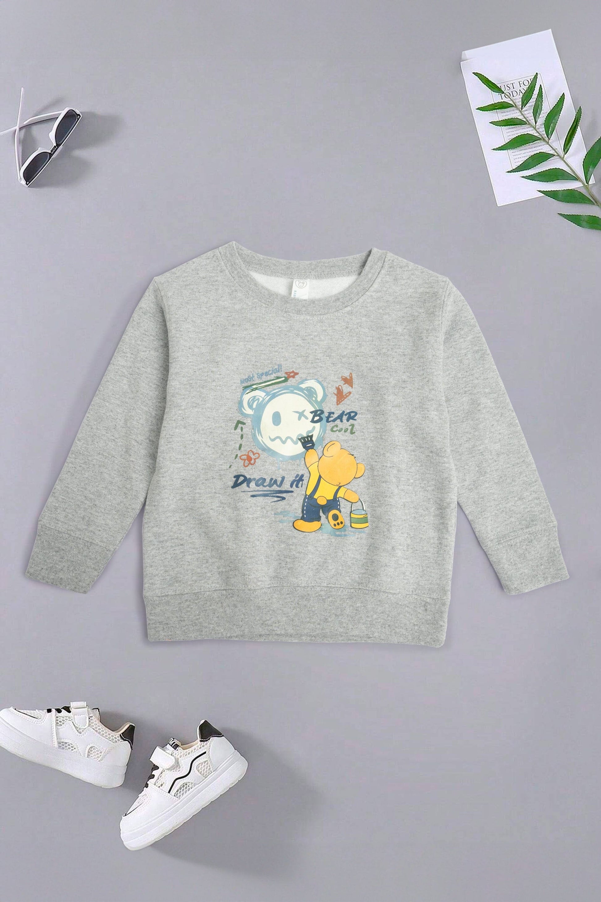 Rabbit Skins Kid's Bear Cool Printed Fleece Sweatshirt Kid's Sweat Shirt SNR 