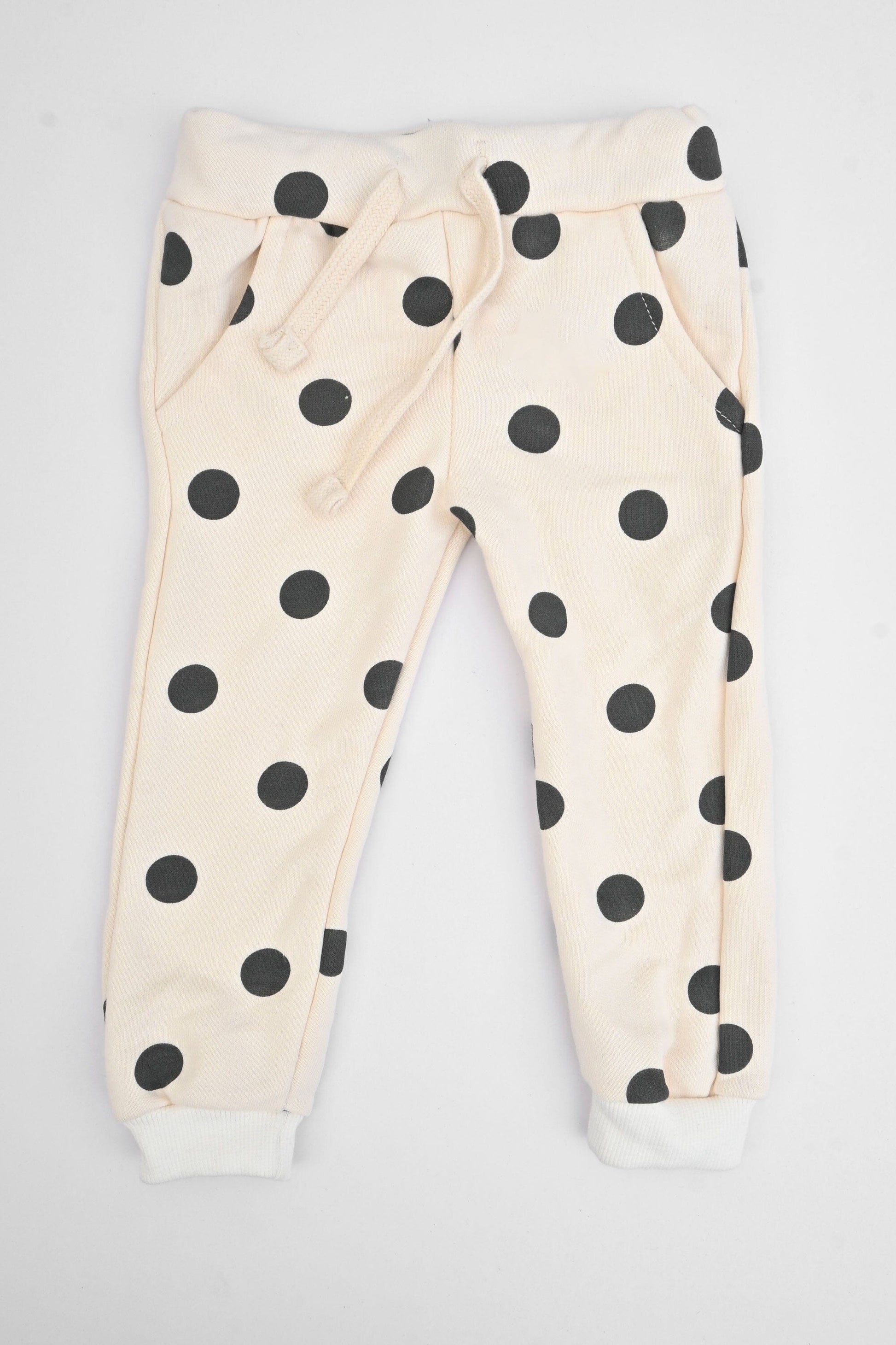 Kid's Dots Printed Fleece Jogger Pants Boy's Trousers SNR Cream 1 Year 