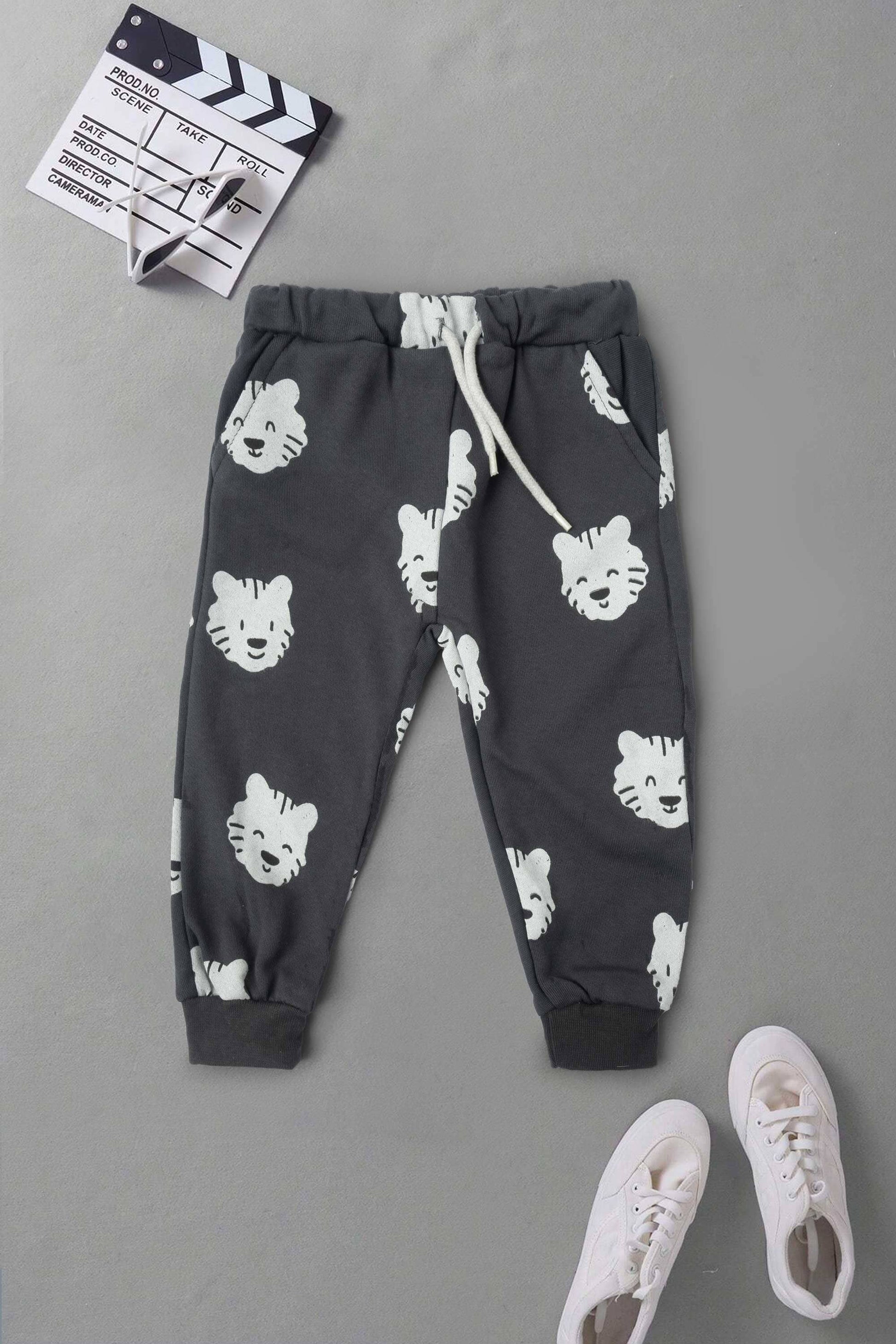 Lefties Boy's Bear Face Printed Fleece Jogger Pants Boy's Trousers SNR 