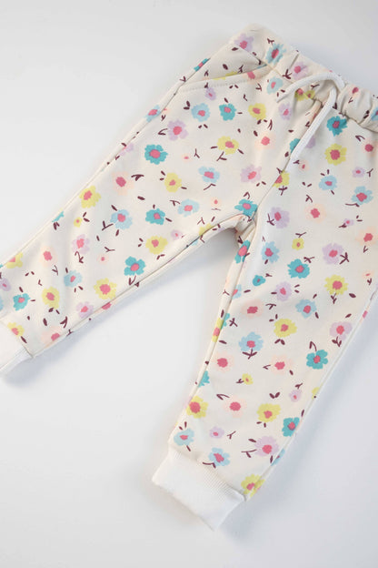 Lefties Kid's Floral Printed Terry Jogger Pants Kid's Trousers SNR 