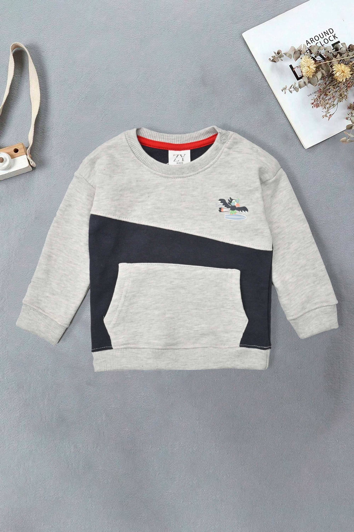 ZY Kid's Contrast Panel Terry Sweat Shirt Kid's Sweat Shirt SNR 