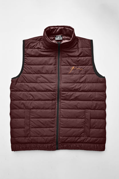 Burnt Soul Men's Needle & Thread Embroidered Body Warmer Puffer Gilet Men's Gilet IBT Maroon S 