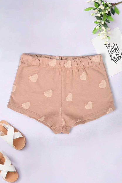 C&A Girl's Heart Printed Terry Shorts Kid's Shorts SNR 