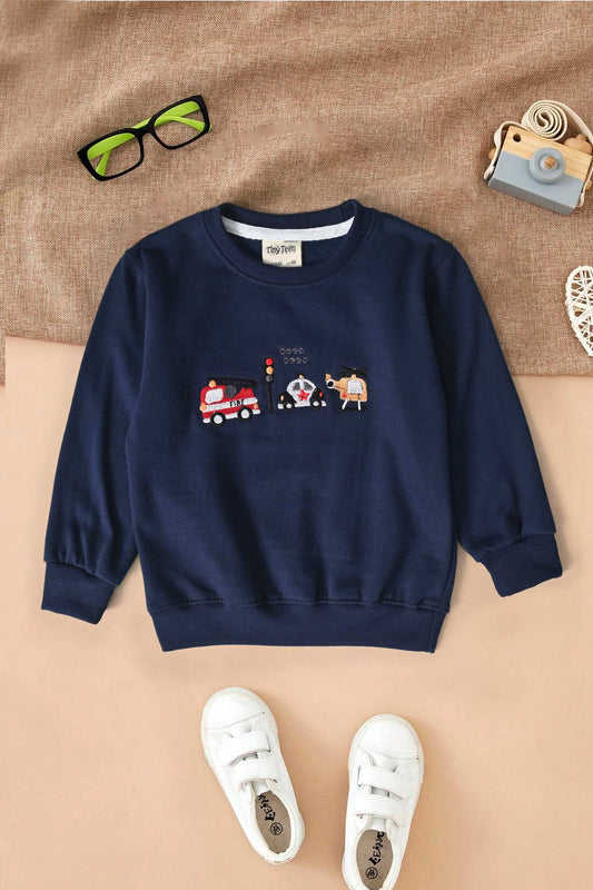 Tiny Teen Kid's Embroidered Fleece Sweat Shirt Kid's Sweat Shirt Salman Rahim Navy 6-9 Months 