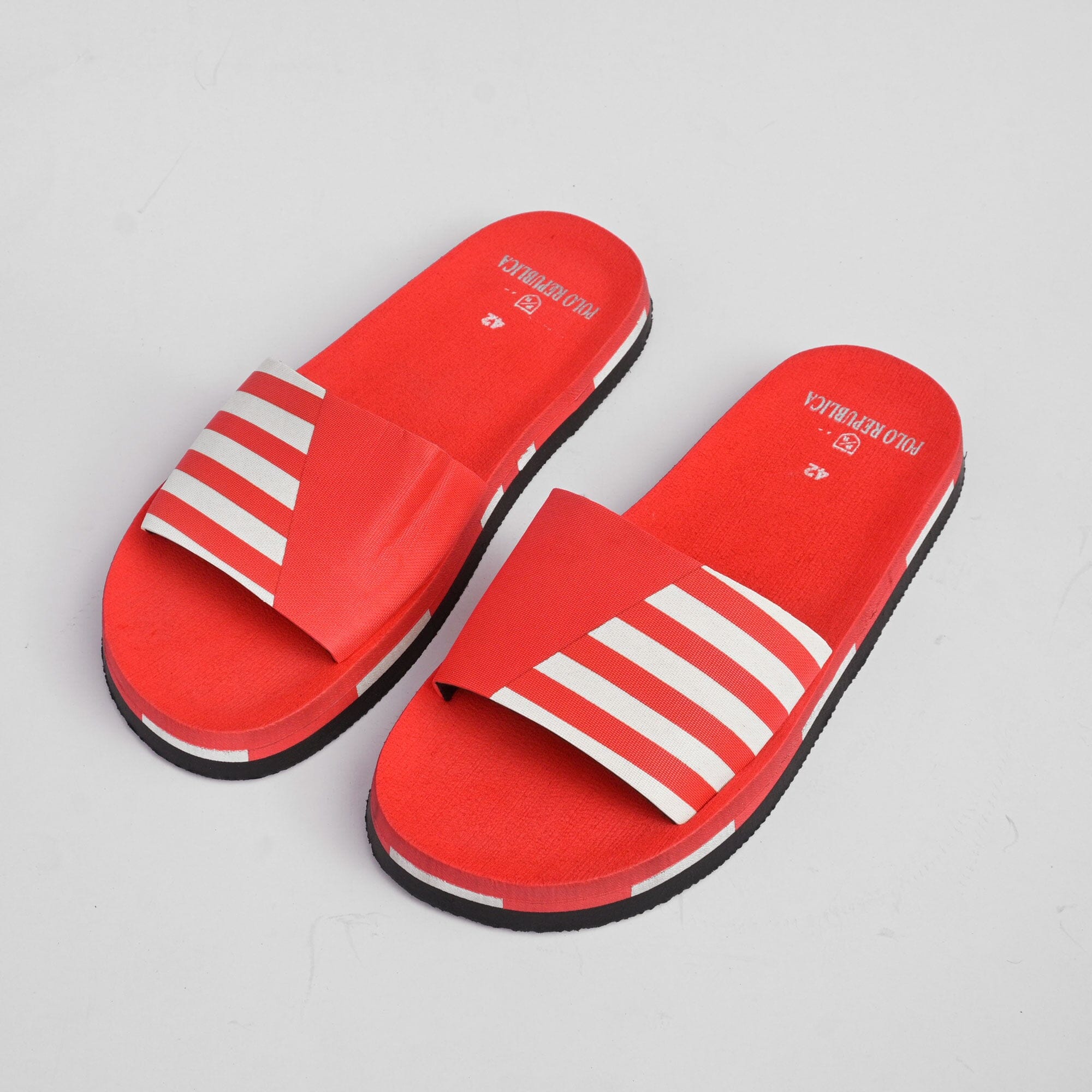 Red polo slides online mens