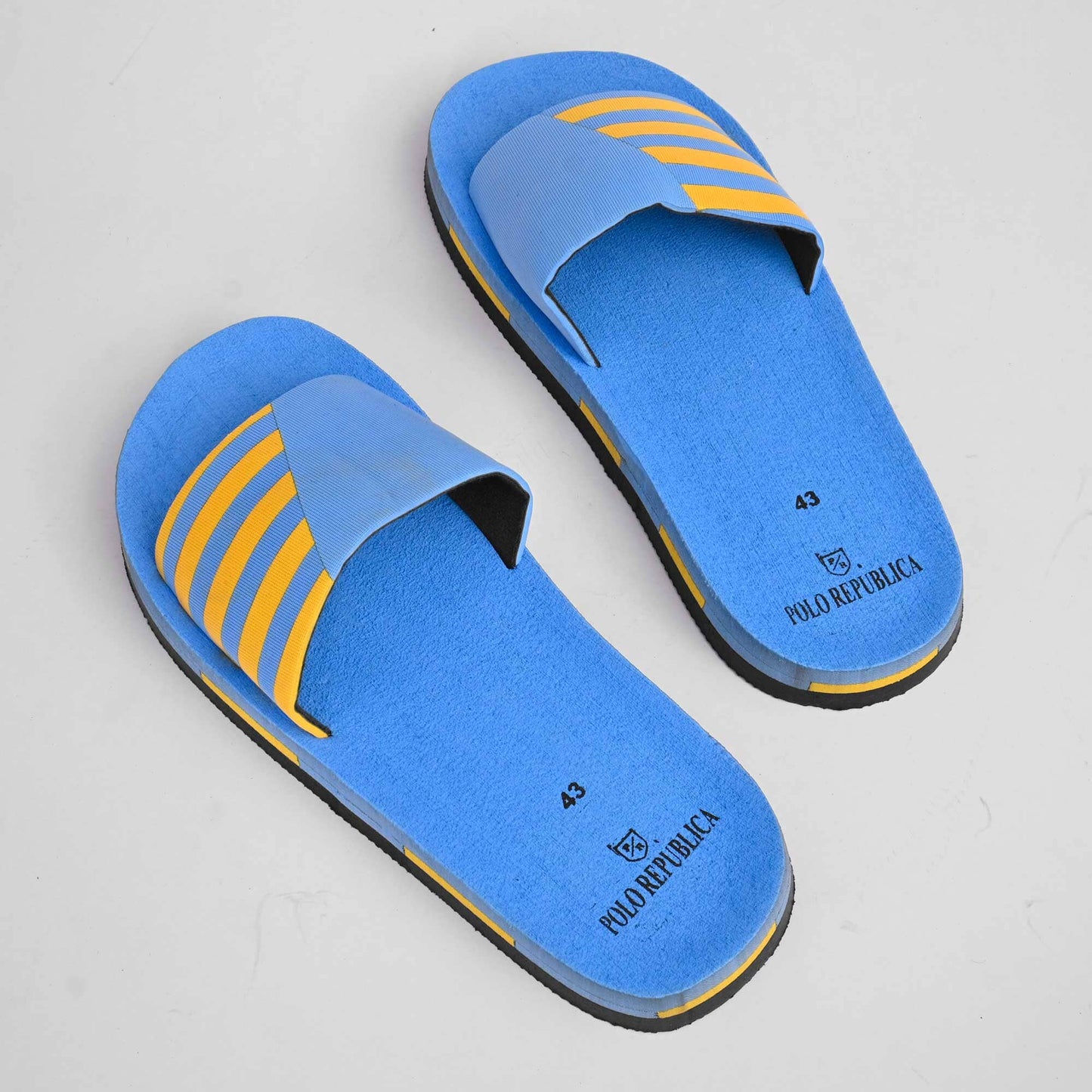 Polo Republica Men's Striped Design Soft Slides Men's Shoes Hamza Traders 