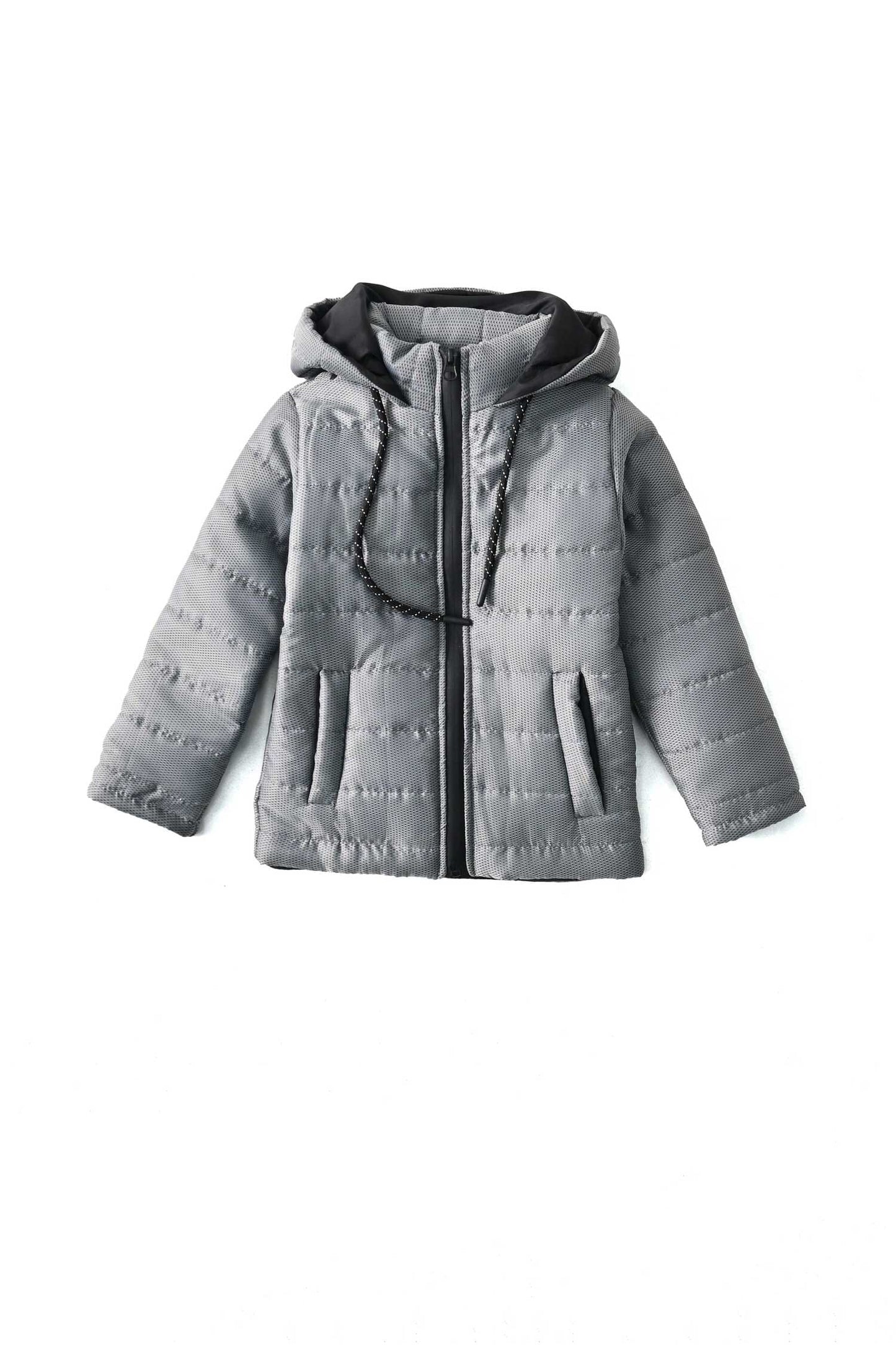 Cut Label Boy's Textured Hooded Puffer Jacket Boy's Jacket Ahmad Traders ( M.Idris ) ( Sale Basis) Grey 2-3 Years 