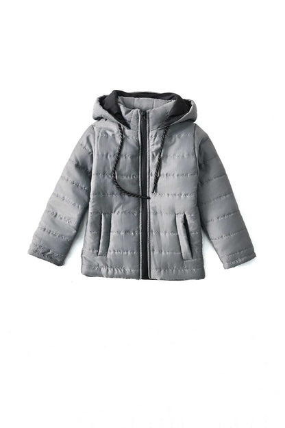 Cut Label Boy's Textured Hooded Puffer Jacket Boy's Jacket Ahmad Traders ( M.Idris ) ( Sale Basis) Grey 2-3 Years 