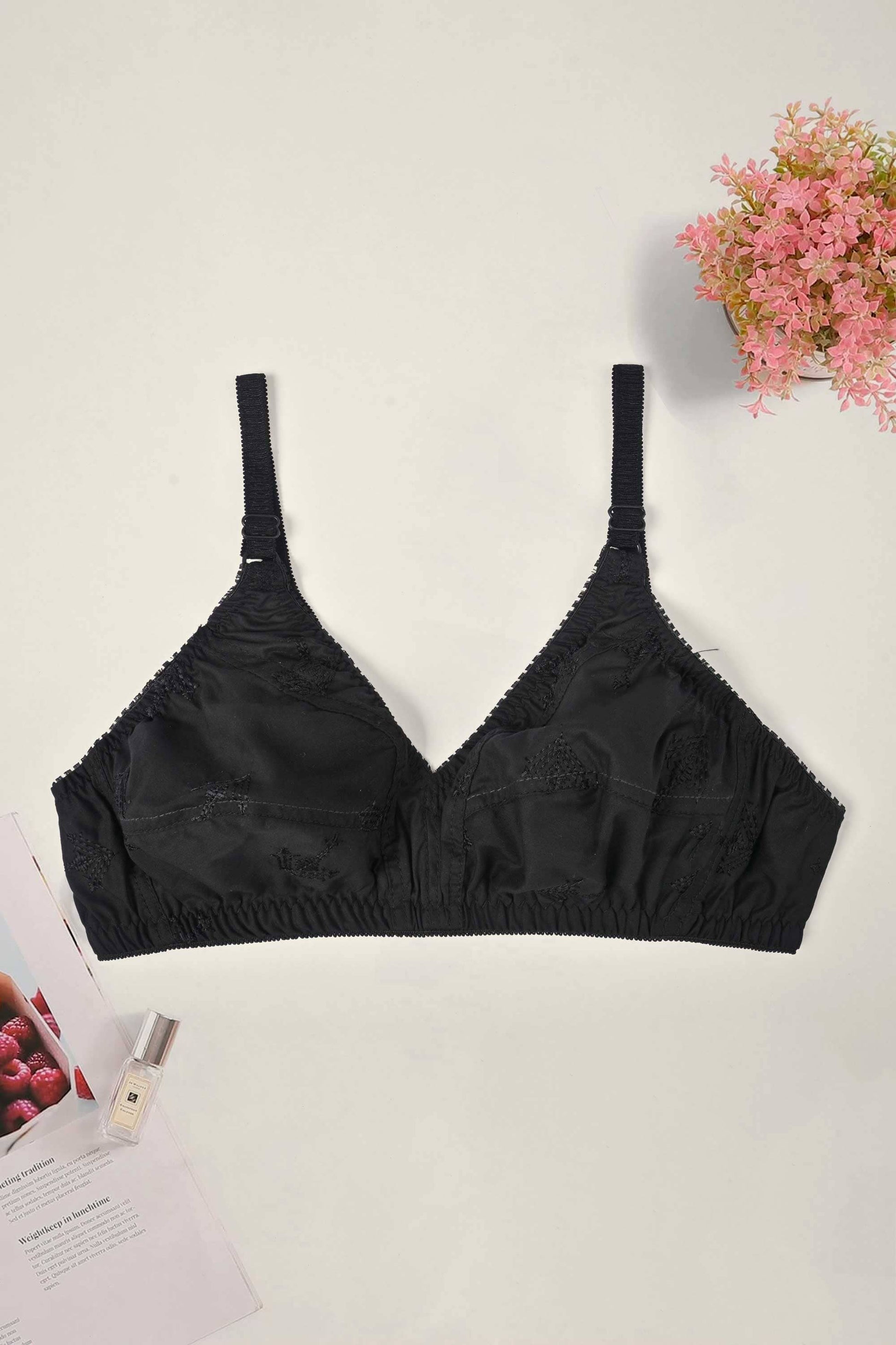 Push-Up Show Time Cotton Non Padded Chikan Embroidered Bra at Rs