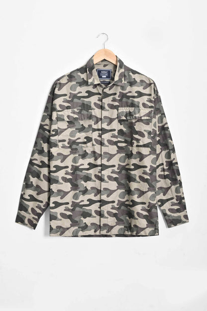 Men's Camo Printed Chest Pocket Design Long Sleeves Casual Shirt Men's Casual Shirt HAS Apparel 