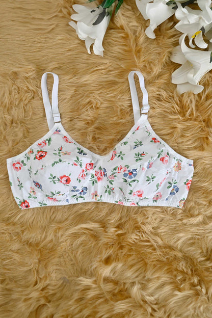 Women's Rose Printed Basic Cotton Bra Women's Lingerie CPKM 