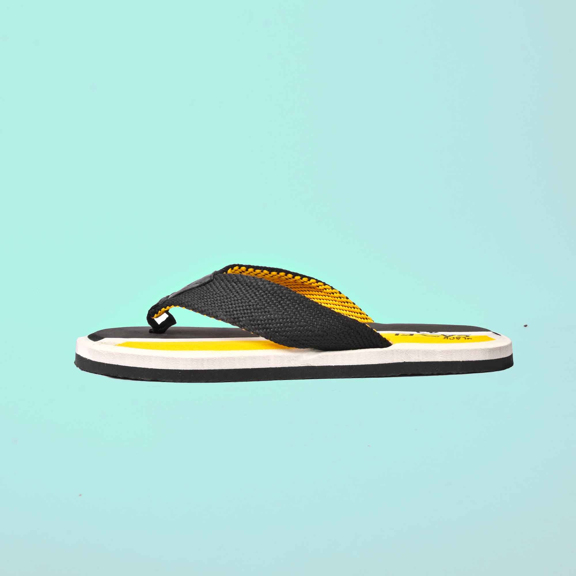 Black and sales yellow flip flops