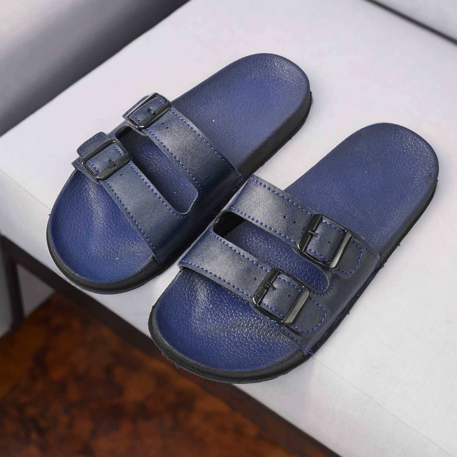 ATS Men's Double Panel Premium Slides Men's Shoes SNAN Traders Navy Blue EUR 39 