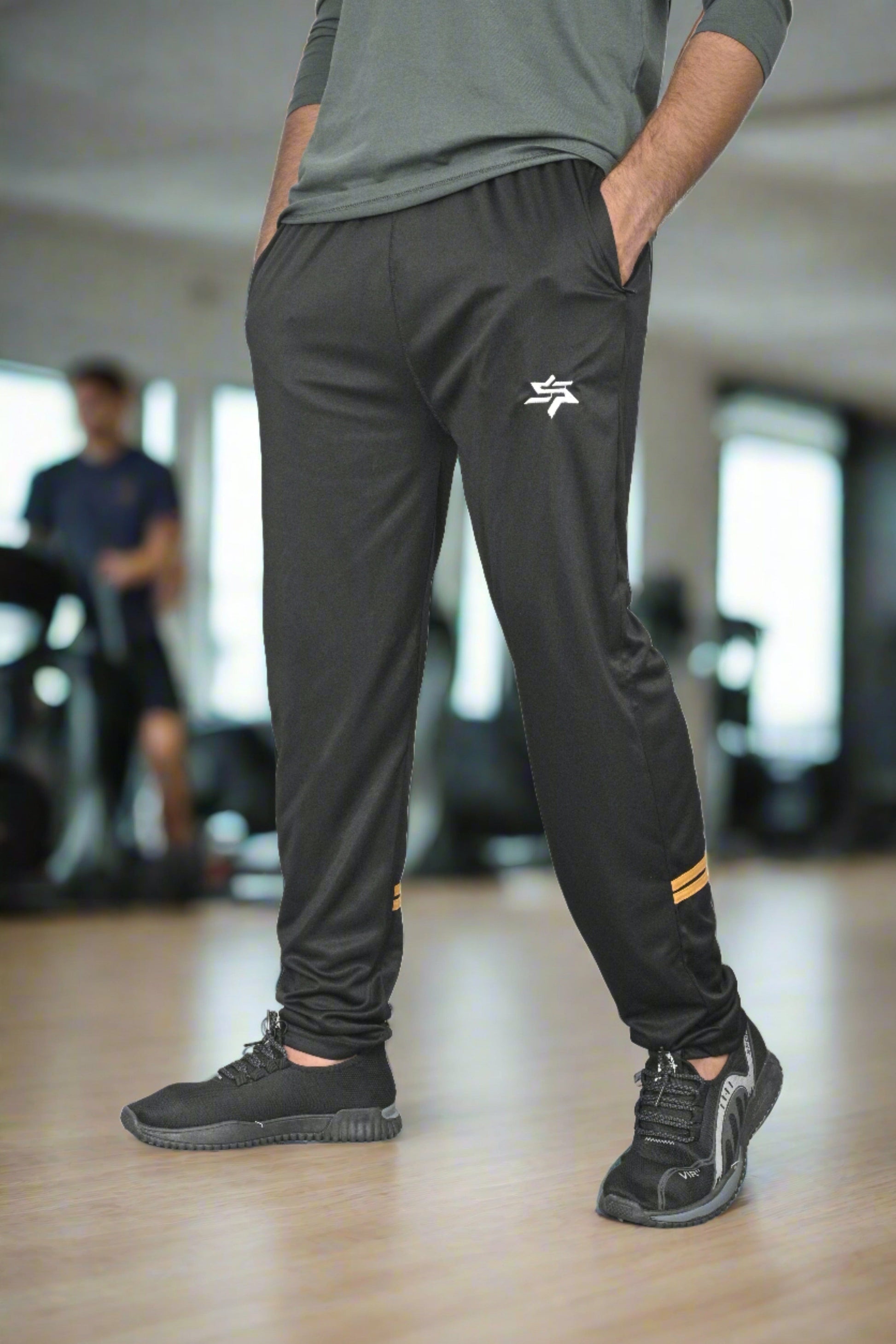 Men's Logo Embroidered & Back Stripes Style Minor Fault Activewear Trousers