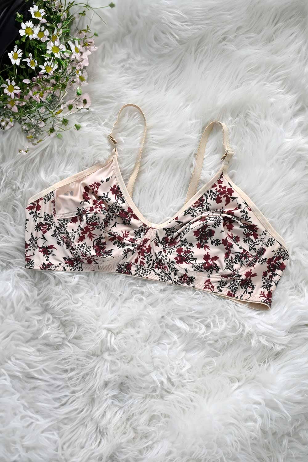 Zhenmeng Women's Floral Printed Stretchable Bra