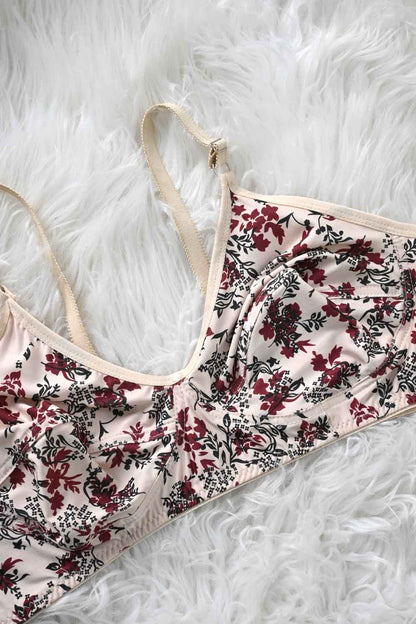 Zhenmeng Women's Floral Printed Stretchable Bra