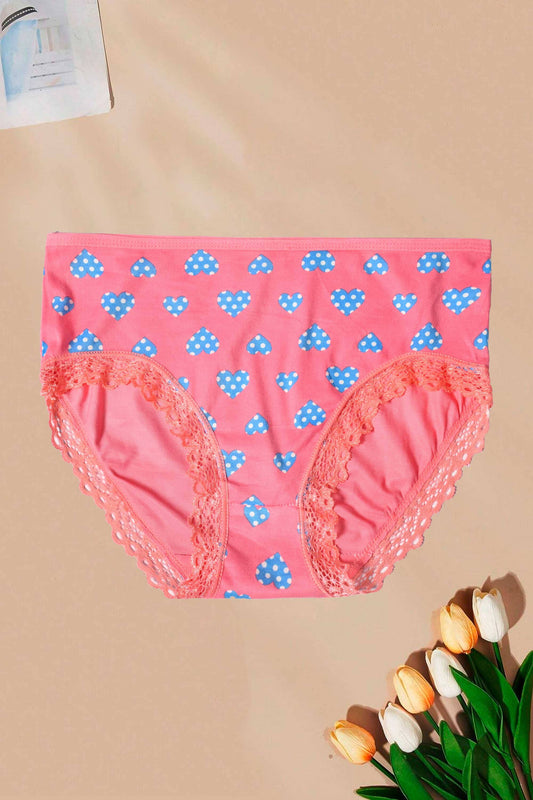 Women's Heart Printed Net Design Under Wear Women's Lingerie RAM 