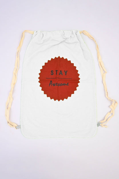 Stay Awesome Printed Drawstring Bag Drawstring Bag Polo Republica White-Maroon 