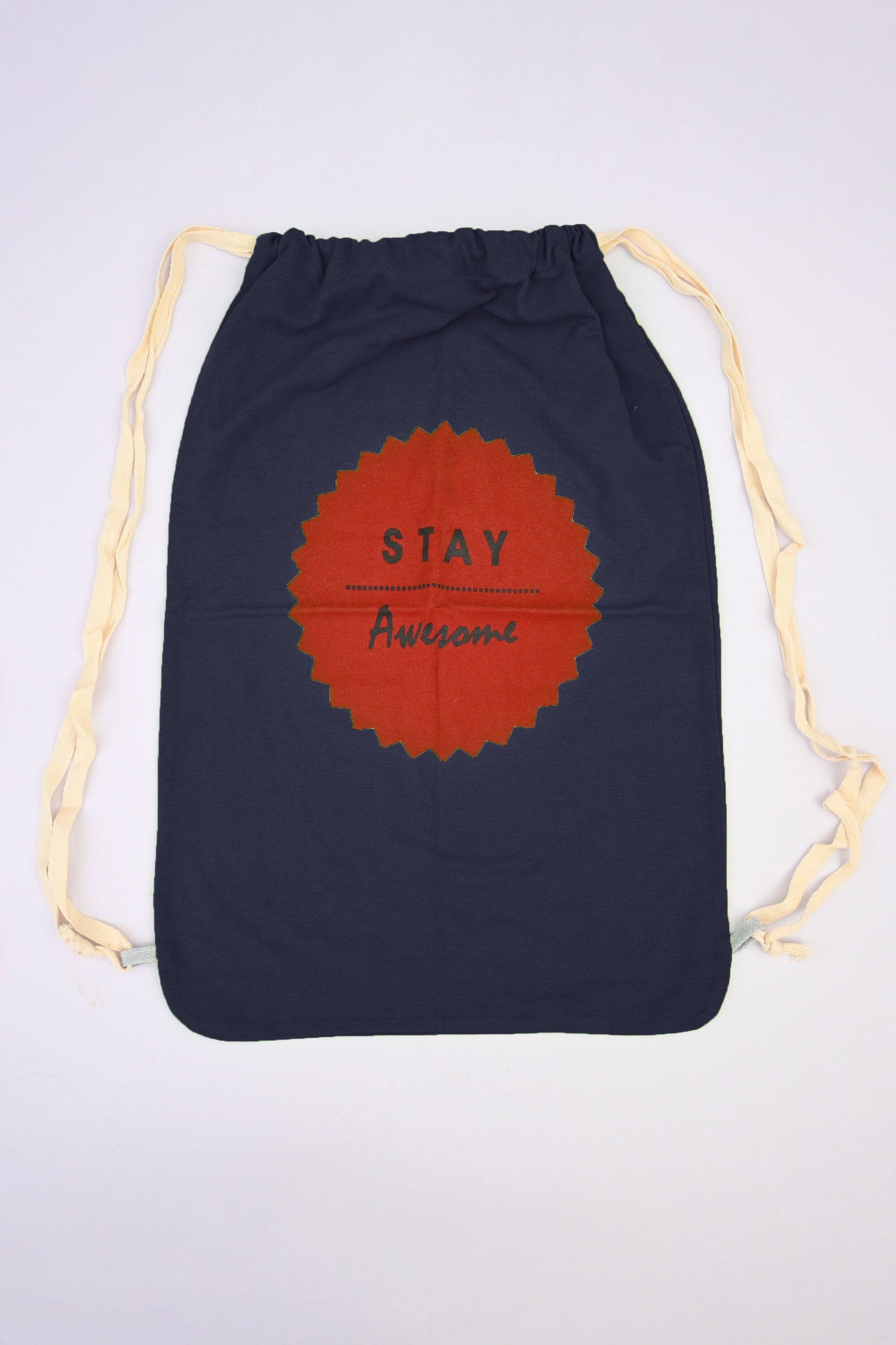 Stay Awesome Printed Drawstring Bag Drawstring Bag Polo Republica Navy-Red 