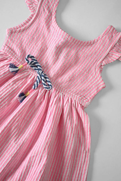 VC Girl's Hamburg Striped Design Premium Frock