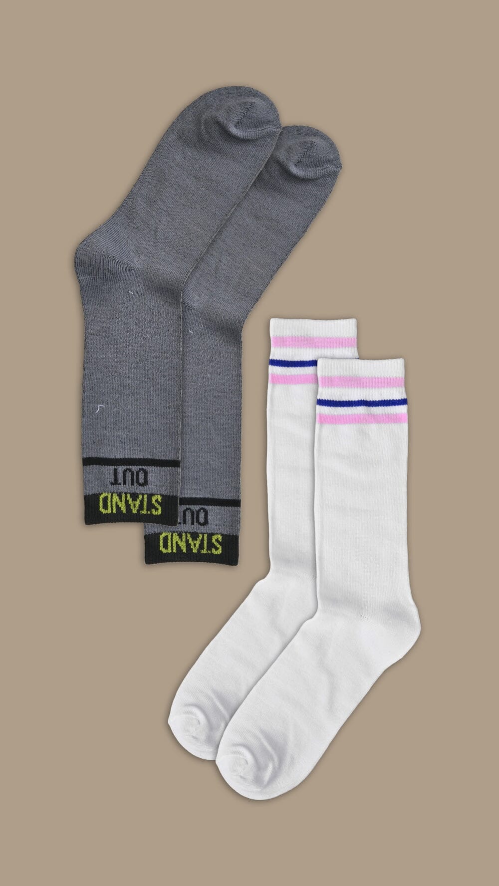 Men's Stand Out Embroidered Crew Socks - Pack Of 2 Pairs Socks RKI 