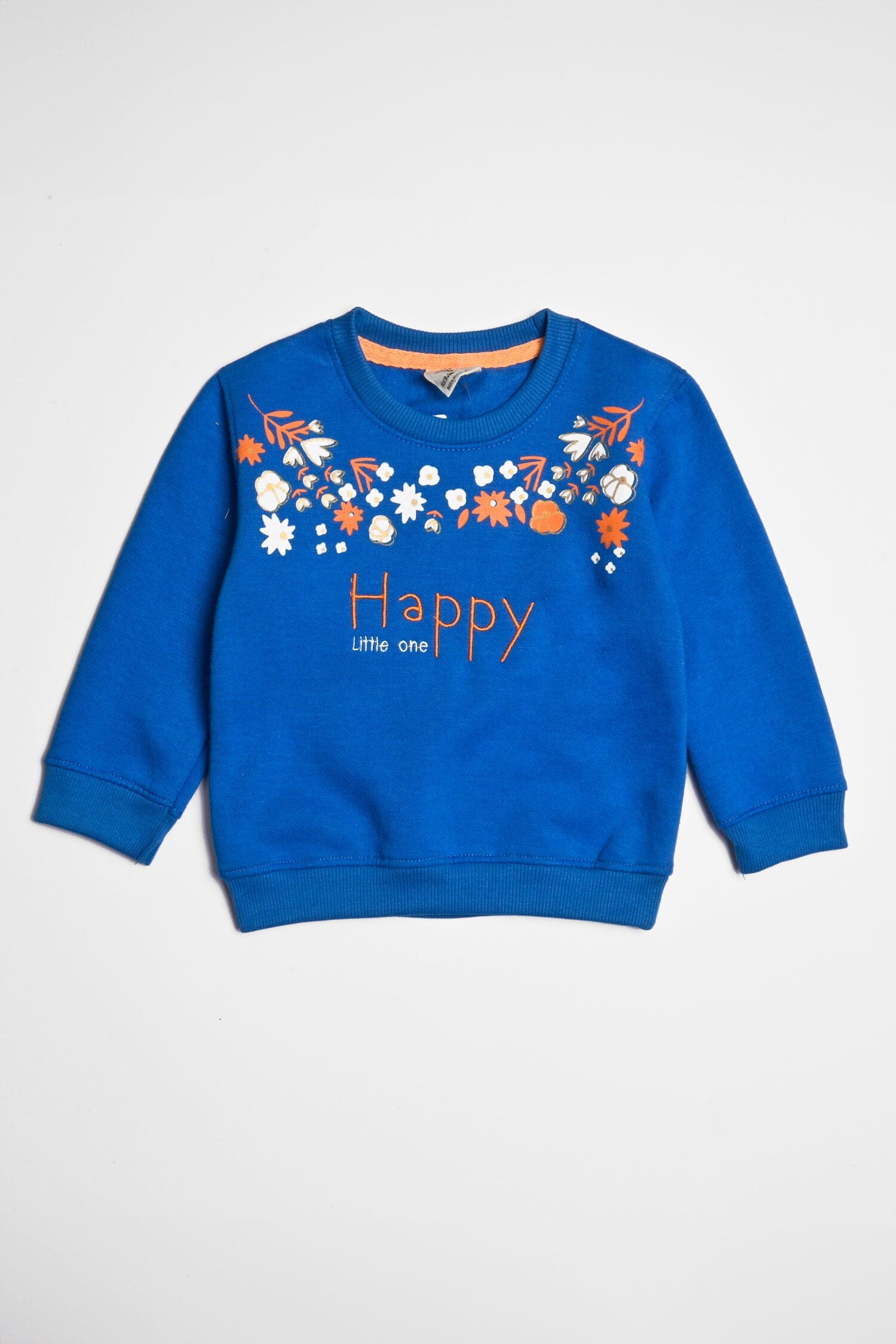 Kid's Floral Printed Happy Little One Fleece Sweat Shirt Kid's Sweat Shirt SNR 