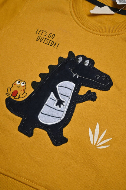 Kid's Applique Crocodile Fleece Sweat Shirt