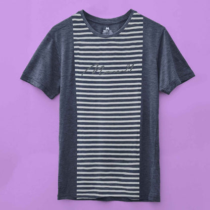 Max 21 Men's Logo Printed Stripes Style Short Sleeve Tee Shirt