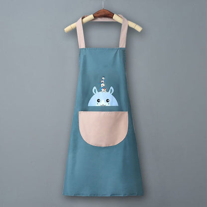 Women's Household Bear Printed Kitchen Apron Apron Sunshine China Powder Blue S 