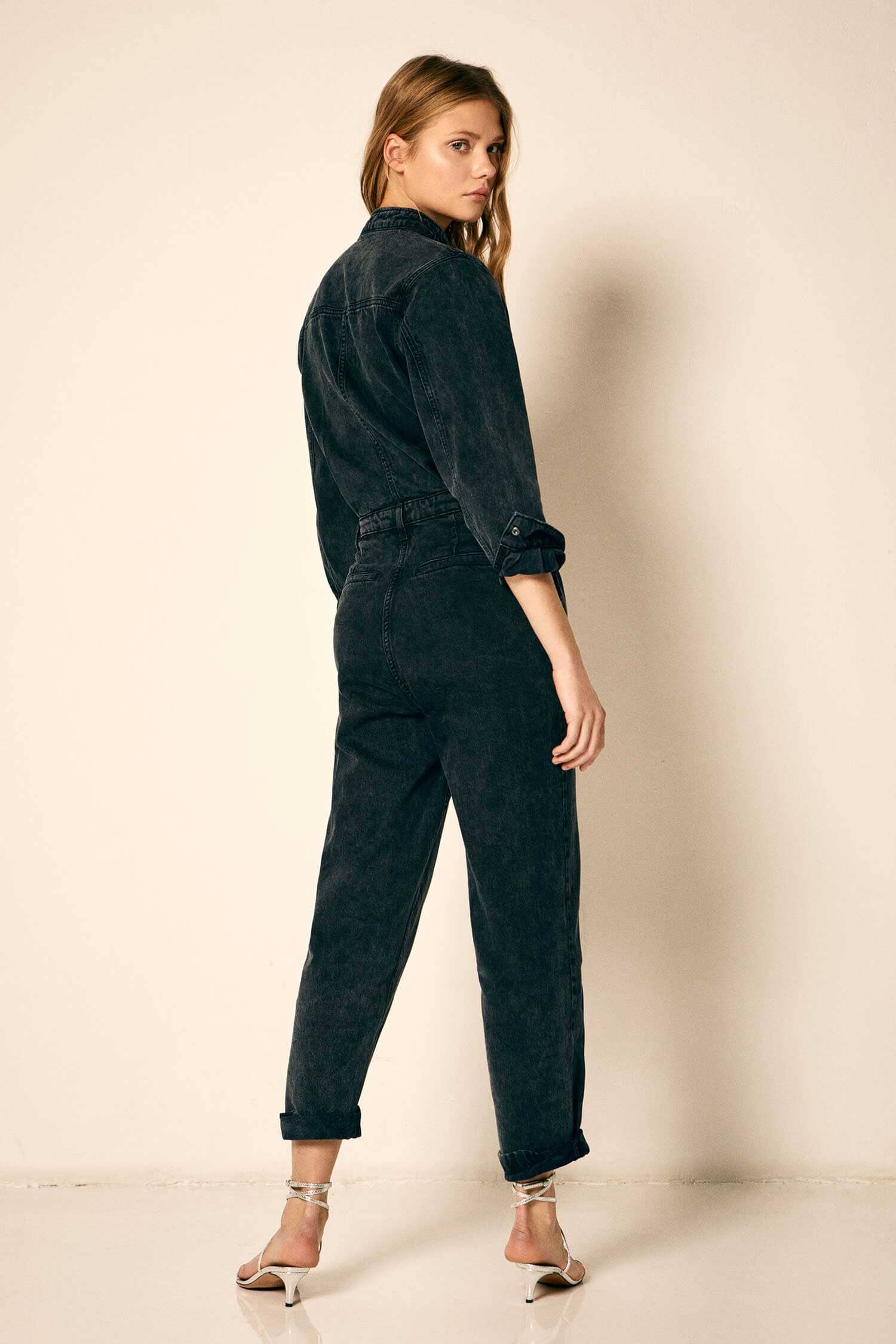 Wholesale Women Fashion Long Sleeve Pocket Denim Jumpsuit