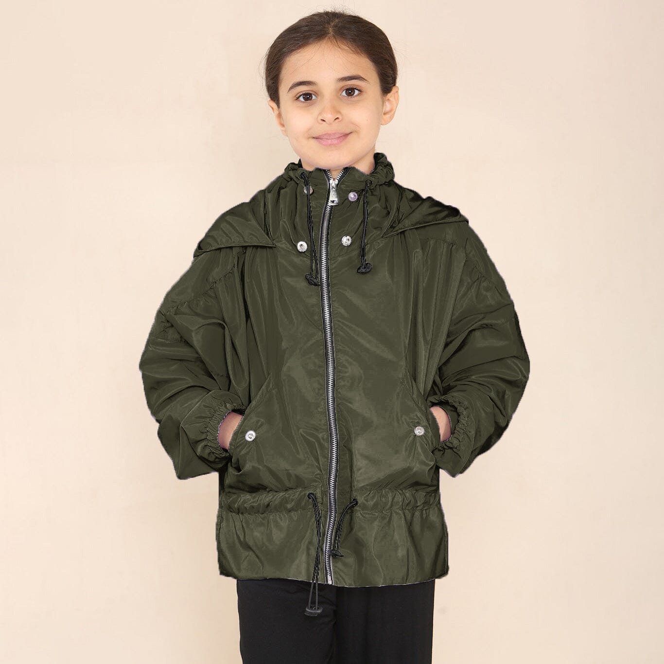 RSG Girl's Rain Jacket Girl's Jacket First Choice Dark Olive 5-6 Years 